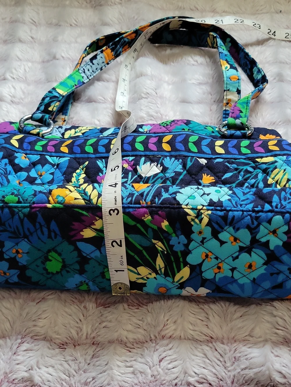 Vera Bradley Whitney Midnight Blues Floral Quilted Shoulder Bag Satchel Retired
